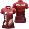 Custom Personalized Red 3D Target Archery Polo Shirts For Women, Arrows Archery Shirts Custom Archery Gifts VHM0719