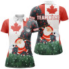 Custom Funny Christmas Santa And Billiard Canada Flag Custom Women Polo Shirts Patriotic Christmas Shirts TDM0586
