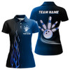 Custom Gradient Black Blue Bowling League Jerseys Custom Women Bowling Polo Shirts, Gifts For Bowling Team Nqs7437