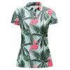 Custom Women Golf Polo Shirt With Pink Flamingos Tropical Palm Leaves Custom Team Golf Polo Shirts Nqs3712