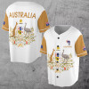 Customize Name Australia Flag Coat of Arms White 3D Baseball Jersey Size S-5XL