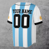 Custom Number Argentina Flag Coat of Arms Patriotic 3D Baseball Jersey Size S-5XL