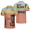 Vintage Palette Sporty Men Polo Shirt, Eat Sleep Disc Golf Repeat Polo Shirt, Best Disc Golf Shirt For Men
