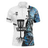 Custom Disc Golf Men Polo Shirt - Custom Name Blue Black Camo Disc Golf Basket Apparel - Personalized Gift For Disc Golf Lover, Men, Husband, Team