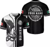 Custom Personalized Name Mexico Black And White 3D Baseball Jersey Shirt Size S-5XL