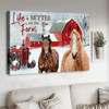 Poster and Canvas Life Is Better On The Farm Couple Horse Farmhouse Winter