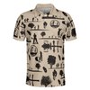 Beige Vintage Silhouette Golfers All Over Print Men Polo Shirt, Cream Polo Shirt, Best Golf Shirt For Men, Golf Gift Idea For Golfers