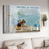 Waiting At The Door Dog Butterfly Flowers Curtain Poster and Canvas