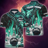 Custom Bowling And Pins Abstract Grunge Texture 2 Multicolor Option Customized Name 3D Shirt, Gift for Bowling