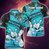 Custom Bowling And Pins Abstract Grunge Texture, Multicolor Option Customized Name 3D Bowling Jersey Shirt