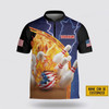 Custom Personalized Fire American Flag Bowling Jersey Shirt – Perfect Gift for Bowling Fans