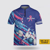 Custom Personalized American Flag Breast Cancer Bowling Pattern Bowling Jersey Shirt – Perfect Gift for Bowling Fans