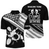 Custom Black American flag retro Men's Bowling Shirt Quarter-Zip Custom team bowling outfits eat sleep