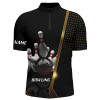 Custom Personalized Men Bowling Quarter-Zip Shirt Black and Gold Men Bowlers Custom Team bowling Jersey