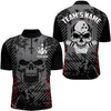 Custom Skull Bowling Quarter-Zip Shirt For Men Black Bowling Team Jersey Custom Bowling Jersey Shirt