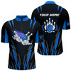 Custom Men's bowling shirt Quarter Zip custom Flame Bowling Ball and Pins bowling jerseys, bowling gifts
