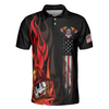 Firefighter Skull Flame Short Sleeve Men Polo Shirt, First In Last Out American Flag Firefighter Shirt For Men, Gift For Firefighter