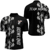 Custom Personalized Men Bowling Shirt Quarter-Zip Custom Name Argyle Pattern Bowler Team Shirt