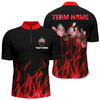 Custom Red Flame Bowling Jersey Shirts For Men, Bowling Team Flaming Bowling