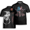 Custom Personalized America Flag Skull Billiard Player AOP Bowling Jersey Shirt Black, Idea Gift for Billiard Player