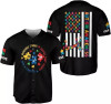 Custom Autism Awareness Jerseys Men Puzzle Autism Baseball Jersey Puzzle Ribbon