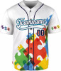 Custom Autism Awareness Jerseys Men, Puzzle Autism Baseball Jersey Puzzle Ribbon
