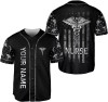 Custom Personalized Nurse Baseball Jersey, Flag Nurse Graduation Baseball Jersey Customi