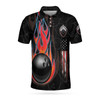 Custom Bowling Custom Men Polo Shirt - Bowling Skull Polo Shirt, Skull American Flag Personalized Polo Shirt For Men - Perfect Gift For Friend, Family, Bowling Lovers