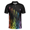 Skeleton Playing Golf Polo Shirt, Rainbow Pallette Fire Golfing Polo Shirt, Cool Golf Shirt For Men - Perfect Gift For Men, Golfers