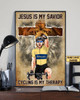 Custom Lion Cross, Jesus Is My Savior Cycling Is My Therapy Customized Personalized NAME/NUMBER Poster and Canvas