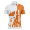 Golf Men Polo Shirt - Custom Name Skull White Golf Ball, Orange Apparel - Personalized Gift For Golf Lover, Team, Husband, Boyfriend, Men