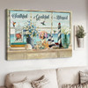 Faithful Grateful Blessed, Hummingbird Flower, Window Decor Poster and Canvas