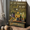 At My Darkest God Is My Light, Butterfly Sunflower Poster and Canvas