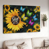 Poster Decor, Butterfly Sunflower, God Says You Are Unique Special Lovely Precious Strong Chosen Poster and Canvas
