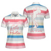 Girl Golf Women Polo Shirt, Let's Partee Short Sleeve Women Polo Shirt, Color Horizontal Line Pattern Golf Shirt For Female