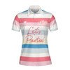Girl Golf Women Polo Shirt, Let's Partee Short Sleeve Women Polo Shirt, Color Horizontal Line Pattern Golf Shirt For Female