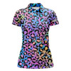 Custom Colorful Neon Gradient Leopard Womens Golf Polo Shirts, Custom Pattern Golf Shirt Gift For Golf Lovers Nqs4989
