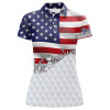 Custom Womens Golf Polo Shirts Custom American Flag White Golf Ball Skin Patriotic Golf Attire For Ladies Nqs7945