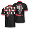 Custom 3D All Over Print Skull Red Argyle Pattern Custom Billiard Jerseys for Men, Billiard Shirt, Skull Shirt