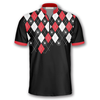 Custom 3D All Over Print Skull Red Argyle Pattern Custom Billiard Jerseys for Men, Billiard Shirt, Skull Shirt