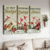 Cardinal Bird, So Very Thankful Incredibly Grateful Unbelievably Blessed, Wall Art Decor Poster and Canvas