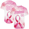 Custom Pink-White 3D Pink Ribbon Breast Cancer Awareness Month Women Health Care Support Authentic Baseball Jersey