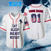 Custom Hockey Eat Sleep Flag Personalized Baseball Jersey, American Flag Hockey Shirt