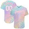 Custom Custom White White-Medium Pink 3D Pattern Design Leopard Authentic Baseball Jersey