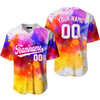 Custom Colorful Tie Dye On White Custom Baseball Jerseys For Men & Women