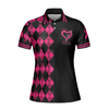 Breast Cancer Women Polo Shirt, I'm A Survivor Breast Cancer Awareness Short Sleeve Women Polo Shirt, Black And Pink Argyle Pattern Shirt
