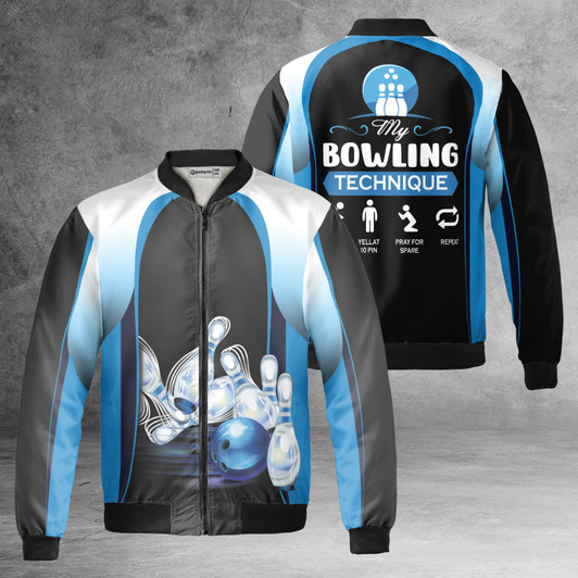 My Bowling Technique Unique Bowling Fleece Bomber Jacket