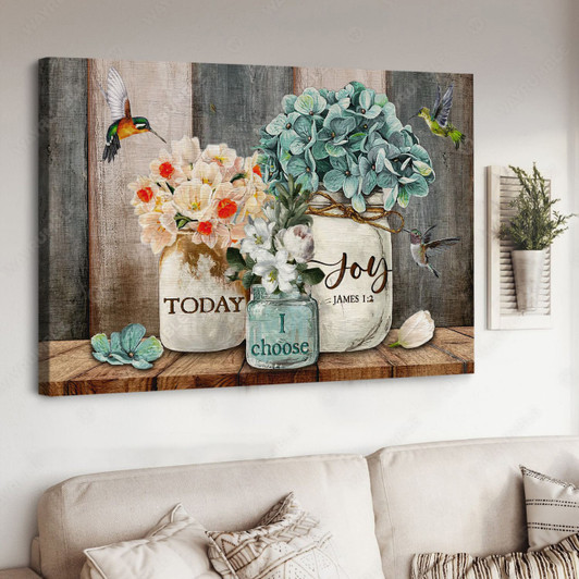 Hummingbrid Flower, Poster Decor, Today I Choose Joy Poster and Canvas