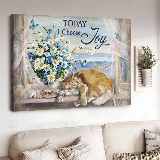 Cat Lover, Today I Choose Joy, Poster Decor Poster and Canvas