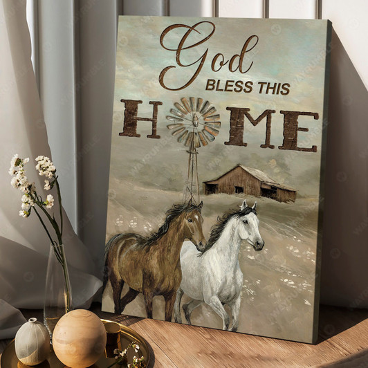 God Bless This Home, Horse Poster, Horse Couple Poster and Canvas